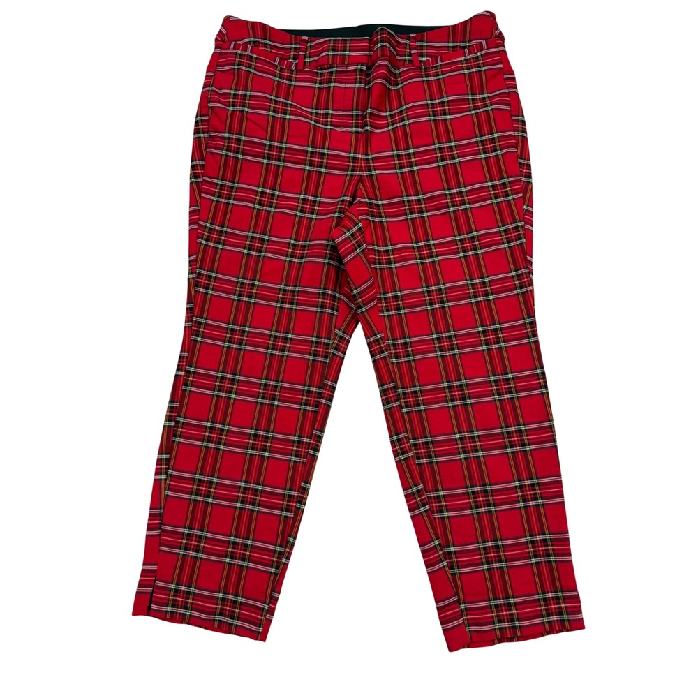 Lane Bryant Ankle Pants Womens 16P Red Excellent Tartan Plaid Holiday Trousers
